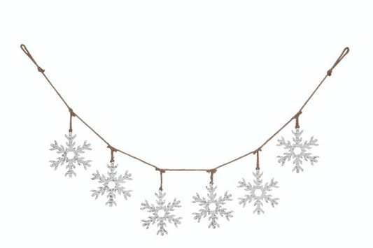 Metal Snowflake  Garland - 55" - Mellow Monkey