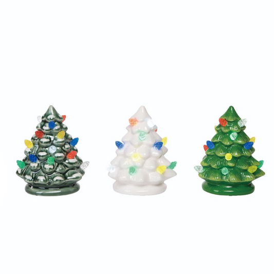 Mini Ceramic Light Up Nostalgic Tree - 3-in - Mellow Monkey