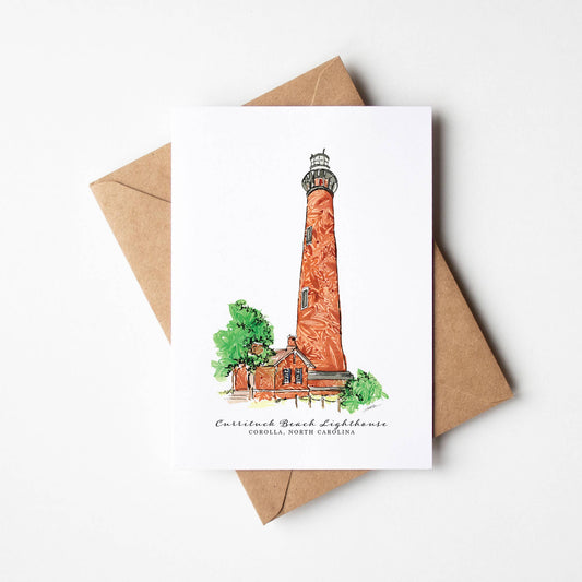 Currituck Beach Lighthouse Single Notecard-NC Coast Collect. - Mellow Monkey
