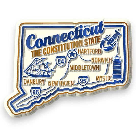 Connecticut Premium State Magnet - 3-in - Mellow Monkey