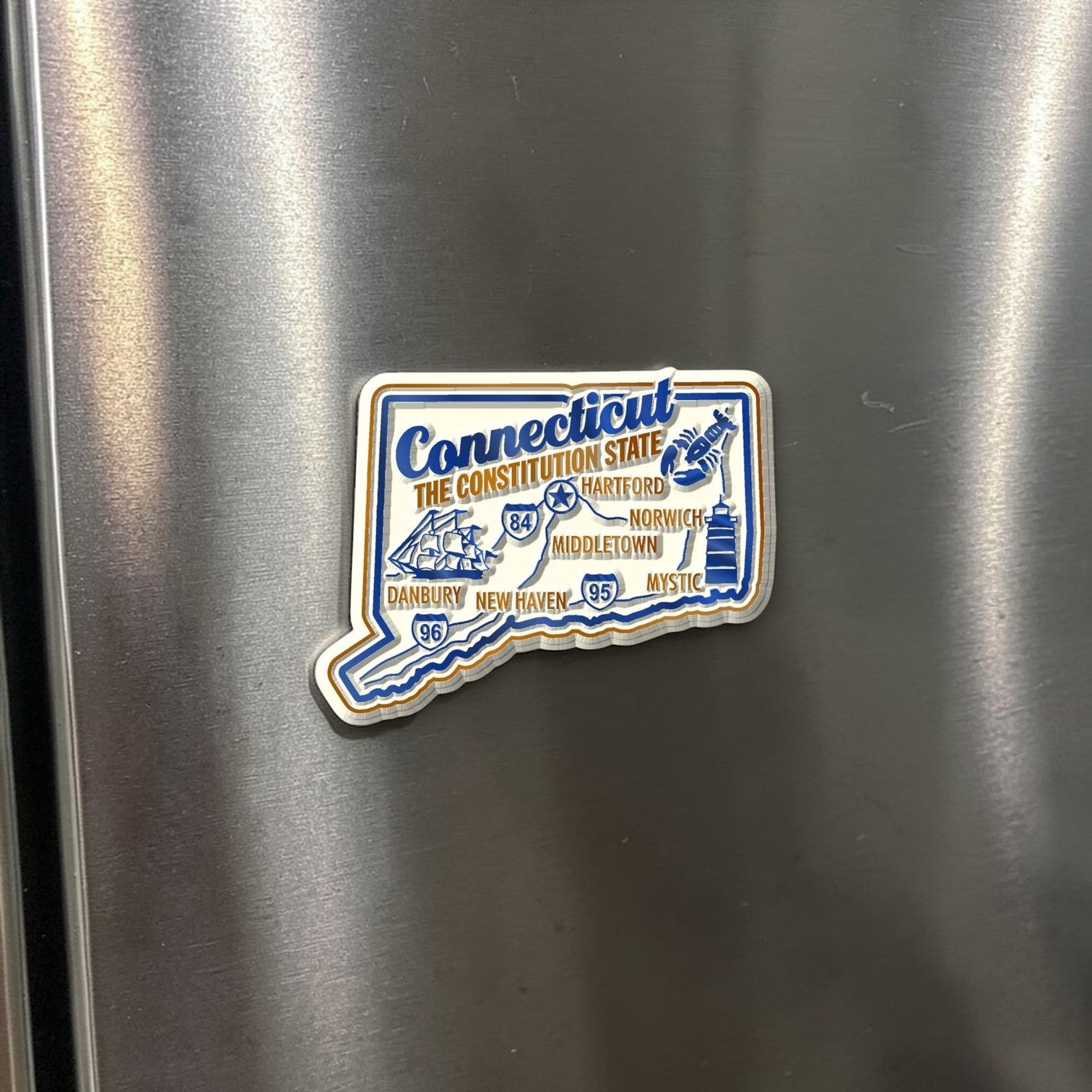 Connecticut Premium State Magnet - 3-in - Mellow Monkey