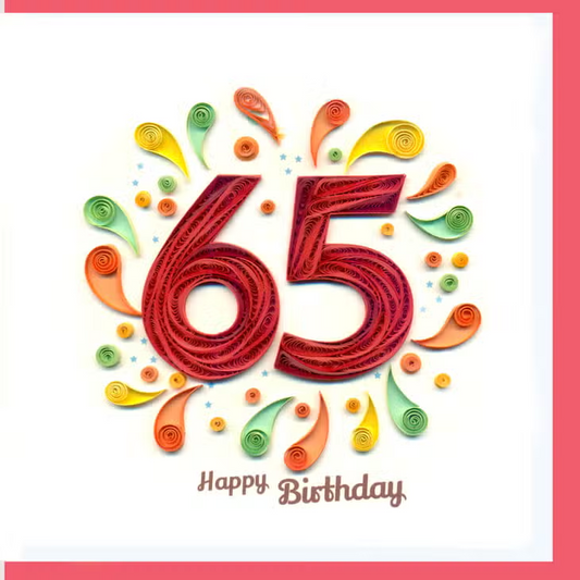 Quilled 65th Birthday Card - Mellow Monkey