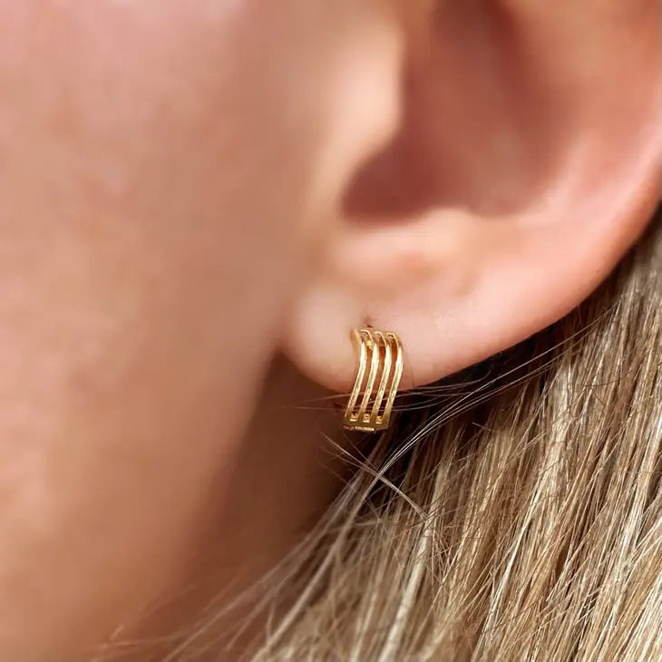 Tiny Waves Clicker Hoops - 18k Gold Filled Earrings - Mellow Monkey