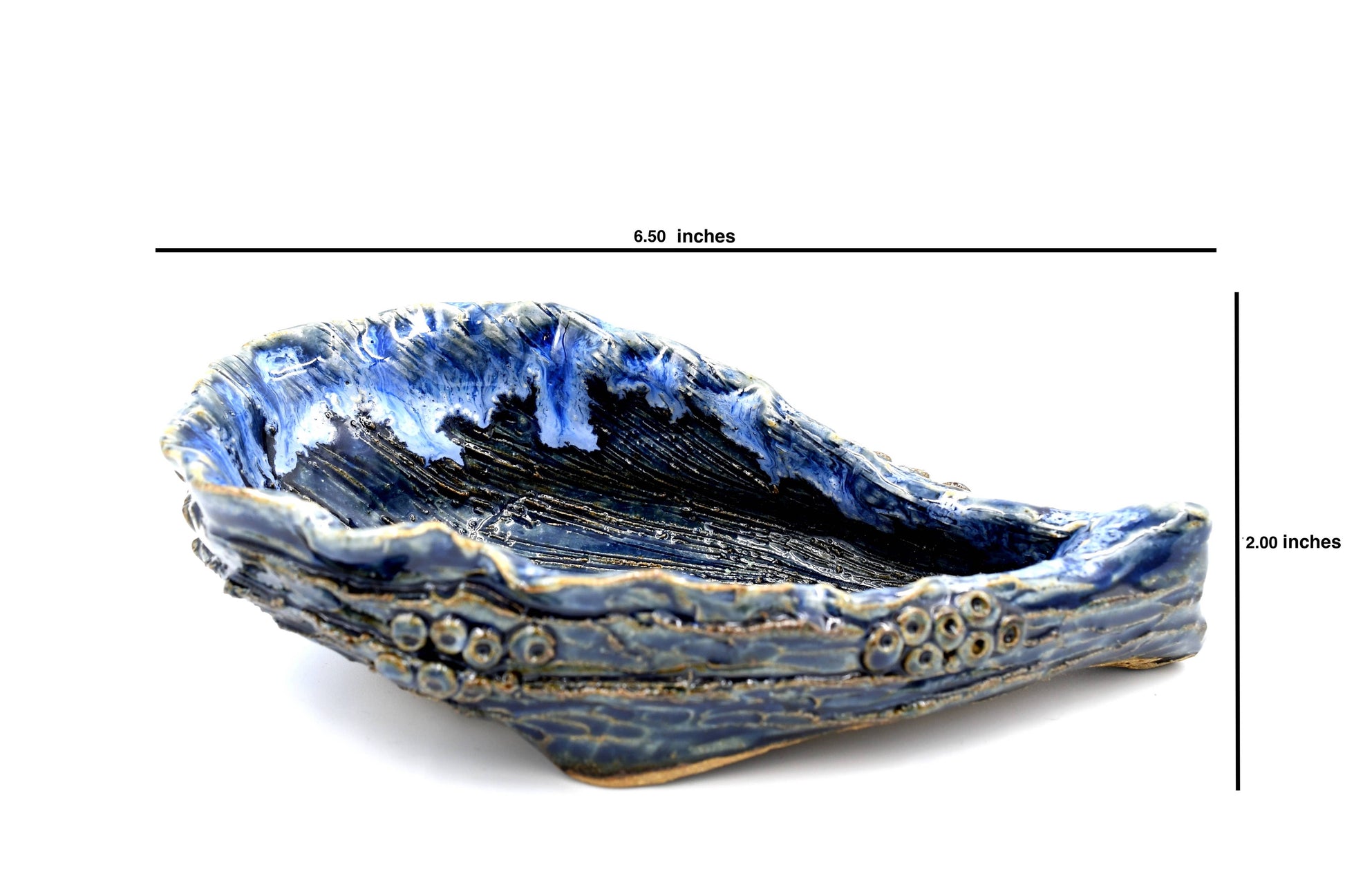 Oyster Blue - Porcelain Ceramic Dish/Bowl - 6.5 x 4 x 2 in - Mellow Monkey