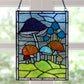 Erin Green Mushrooms Stained Glass Window Panel - 11-1/2-in - Mellow Monkey
