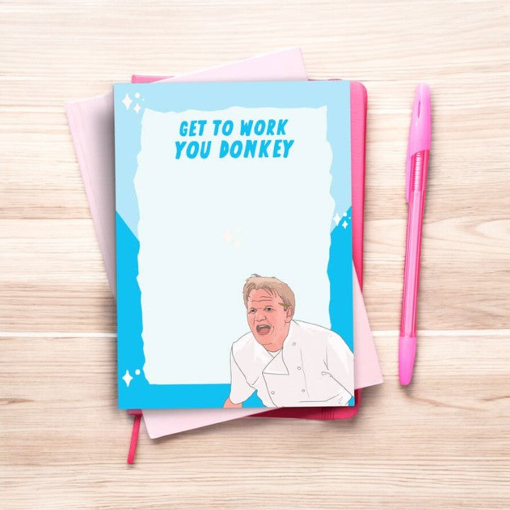 Get To Work You Donkey - 50 Sheet Notepad - 5x7 - Mellow Monkey