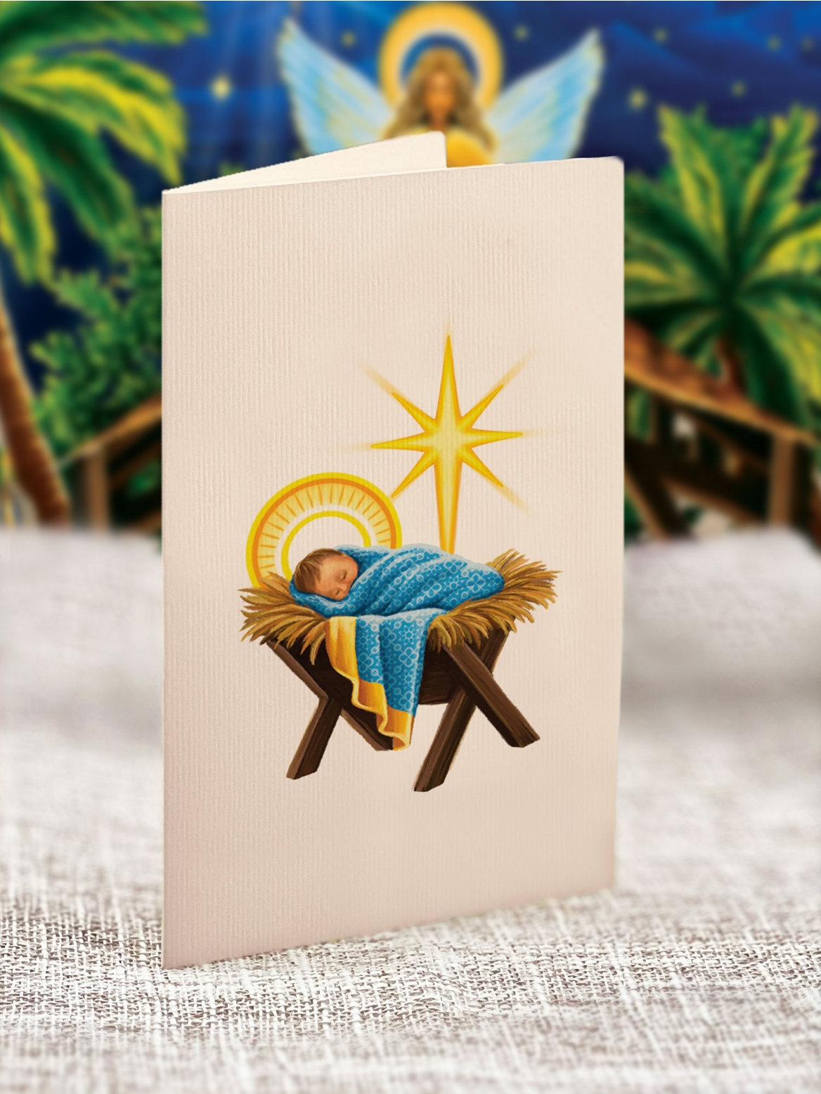 Freshcut Paper Mini Nativity Pop-Up Greeting Card - Mellow Monkey