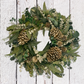 Eucalyptus Winter Wreath With Gold Accent Pine Cones - 18-in