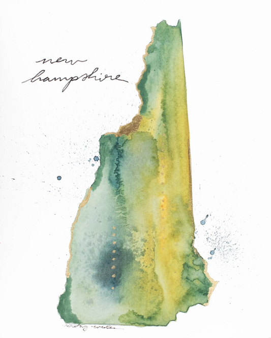 New Hampshire Watercolor Print - Mellow Monkey