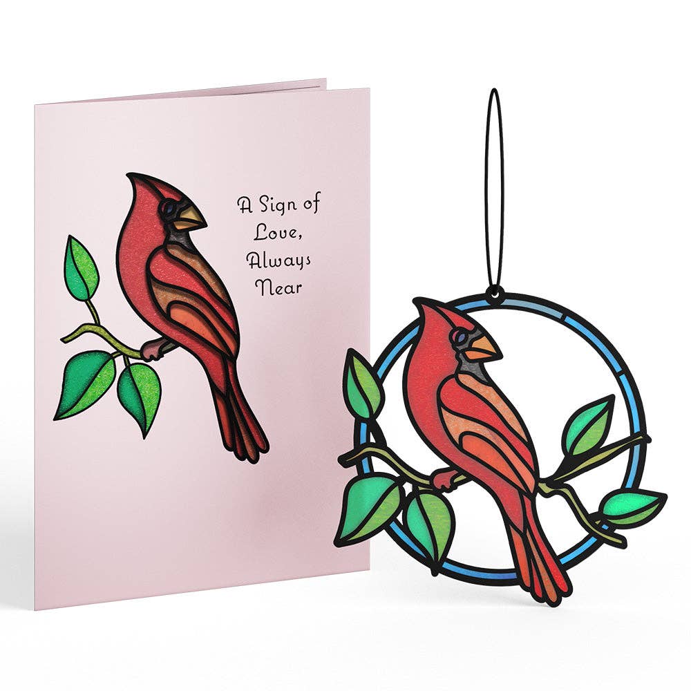 Sign of Love Cardinal Suncatcher Card - Mellow Monkey