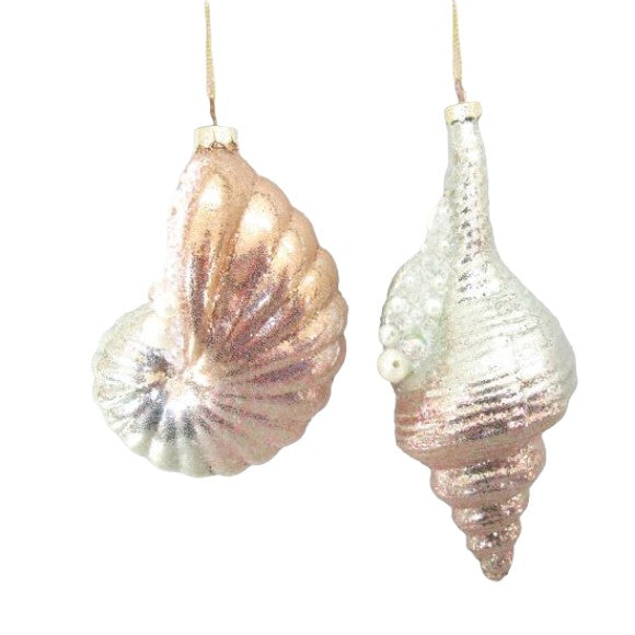 Beaded Pastel Shell - December Diamonds Holiday Ornament - Mellow Monkey