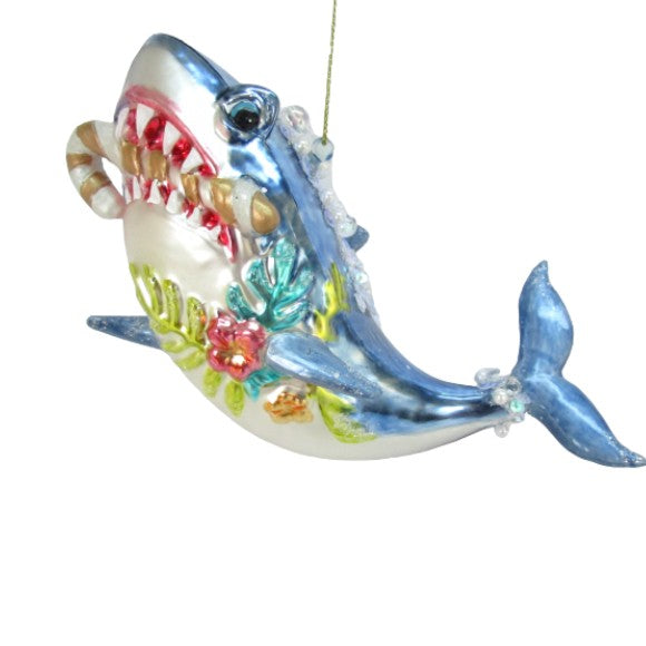 Shark with Candy Cane - December Diamonds Holiday Ornament - Mellow Monkey