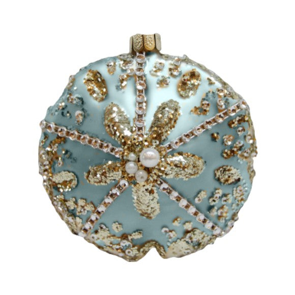 Jeweled Blue Sand Dollar - December Diamonds Holiday Ornament - Mellow Monkey