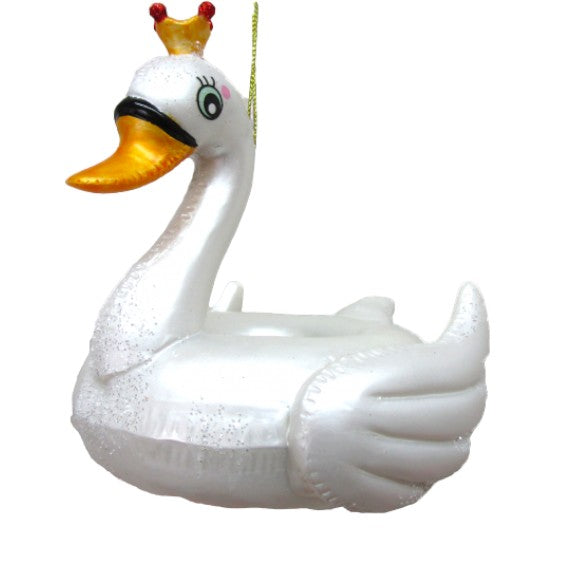 Swan Pool Floatie - December Diamonds Holiday Ornament - Mellow Monkey