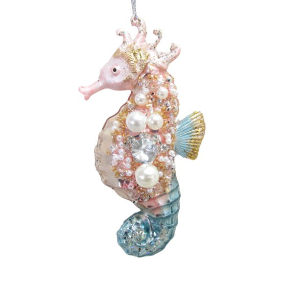 Jeweled Pastel Seahorse - December Diamonds Holiday Ornament - Mellow Monkey