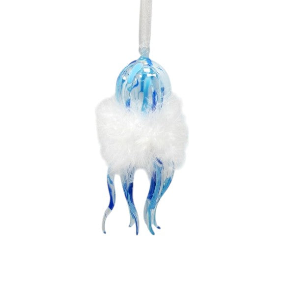 Blue Octopus with White Fur Trim - December Diamonds Holiday Ornament - Mellow Monkey