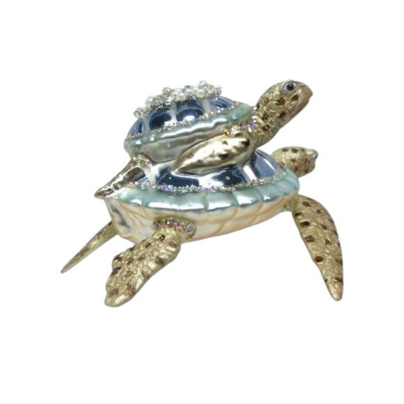 Blue Turtle with Baby - December Diamonds Holiday Ornament - Mellow Monkey