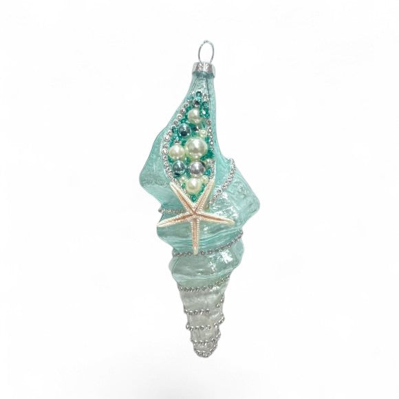 Blue Spiral Shell - December Diamonds Holiday Ornament - Mellow Monkey