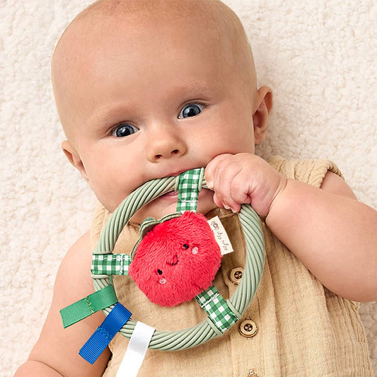 Itzy Ring Pal™ - Teething Ring with Plush Character - Red Tomato