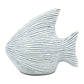 Mini Fish Porcelain Ceramic Sculpture Ornament - White with Blue Stripes - 4 x 2.5 x 3.5 in - Mellow Monkey