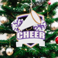 PURPLE Cheer Shield Personalized Ornament - Mellow Monkey