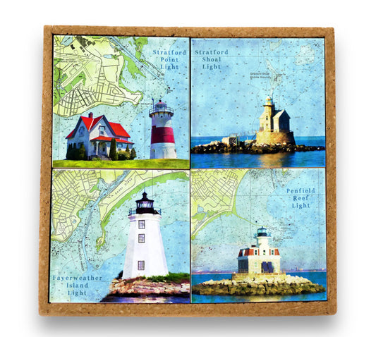 Fairfield County Lighthouses - Coaster/ Trivet Set - Mellow Monkey