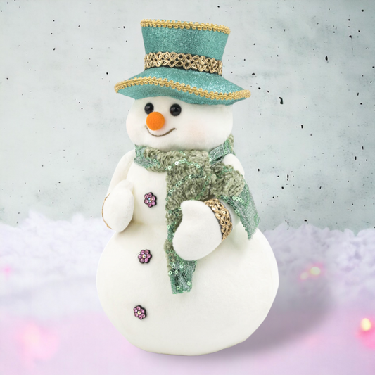 Snowman with Green Hat - 11-in - Mellow Monkey