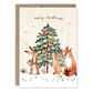 Bunnies & Fox Christmas Tree Boxed Holiday Cards - Set of 10 - Mellow Monkey