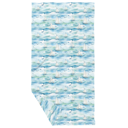 Watercolor Sailboats - Double Sided - Waffle Dish Towel - Mellow Monkey