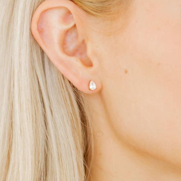 Screwback Stud Earrings - Paige Pear - Mellow Monkey