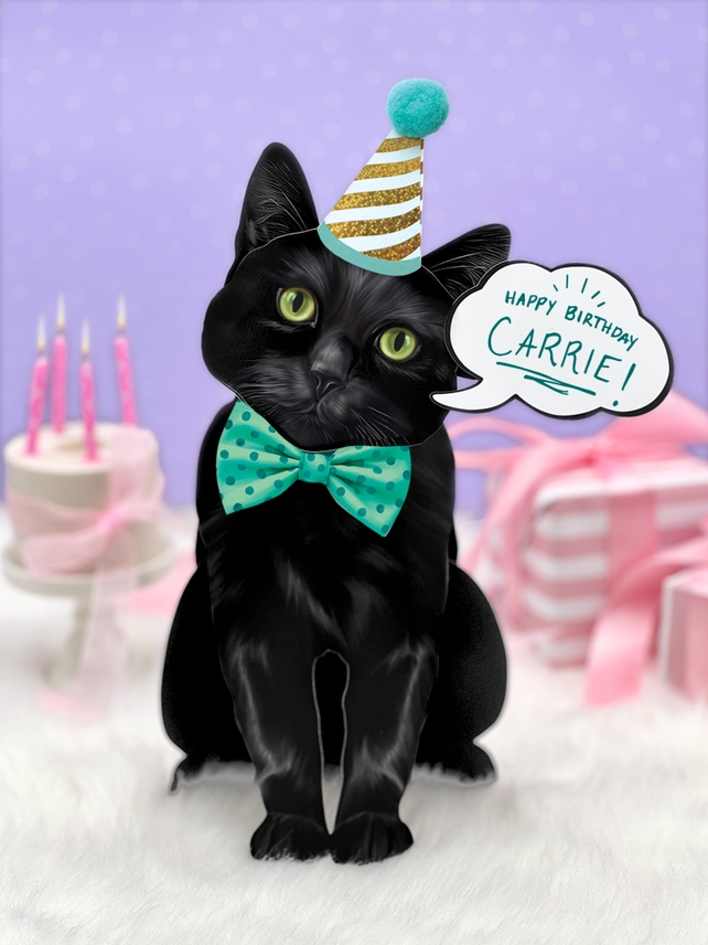 Black Cat - Freshcut Pop-Up Pet Greeting Cards - Mellow Monkey