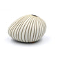 Mini Pebble - Handcrafted Porcelain Bud Vase - White with Taupe Stripes - 3.4 x 2.6 x 2.4 in - Mellow Monkey