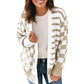 Gingham Striped Knitted Open Front Cardigan - Smoke Gray