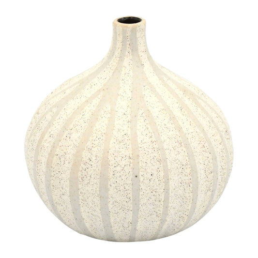 Tiny Congo - Handcrafted Porcelain Bud Vase - White with Stripes - 2.5 x 2.5 x 2.6 in - Mellow Monkey
