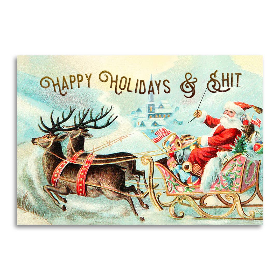 Happy Holidays & Shit - Funny Adult Christmas Card - Mellow Monkey
