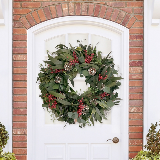 Snow Pine Cone Wreath - 18-in