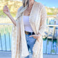 Ivory 3D Textured Open Front Soft Kimono Cover Up - Mellow Monkey