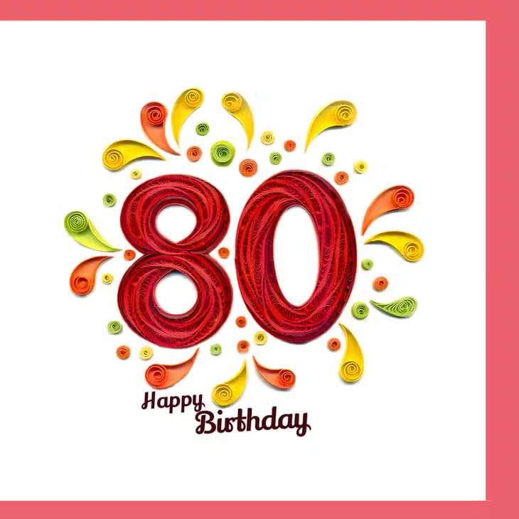 Quilled 80th Birthday Card - Mellow Monkey