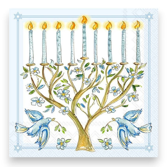 Hanukkah Menorah Paper Cocktail Napkins - 20 Count