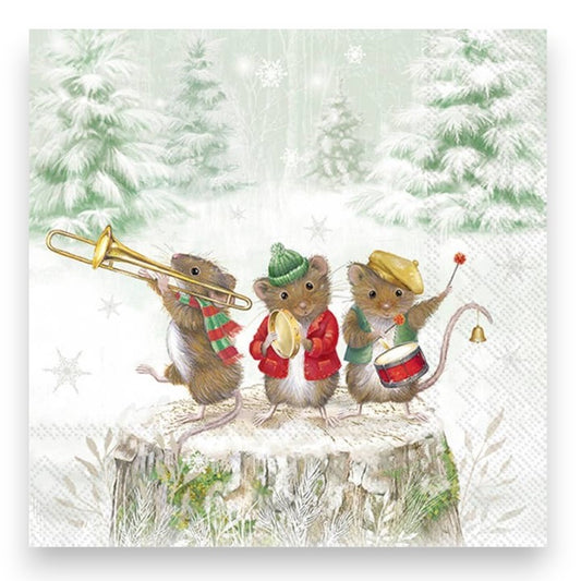 Mouse Band Christmas Paper Cocktail Napkins - 20 Count