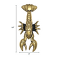 brass lobster door knocker measures 4" wide and 8.5" high