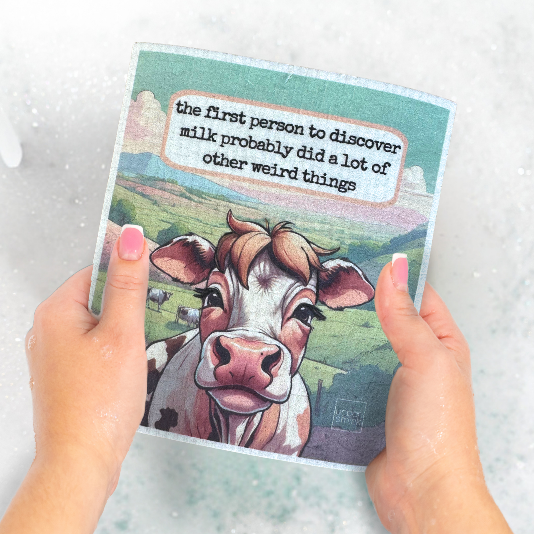 Cow Hilarious Country Swedish Dishcloth - Discover Milk - Mellow Monkey