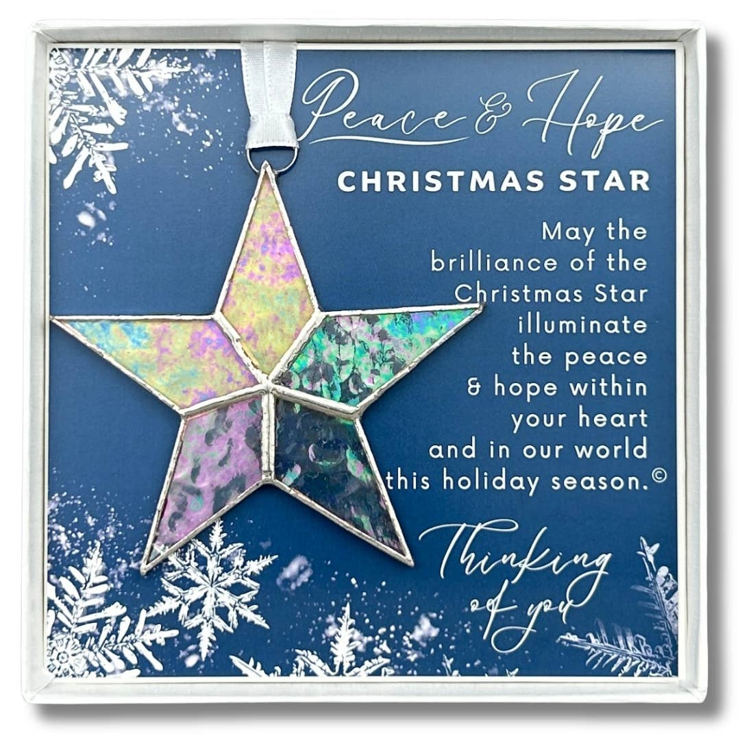 Peace and Hope Stained Glass Christmas Star Ornament - Mellow Monkey