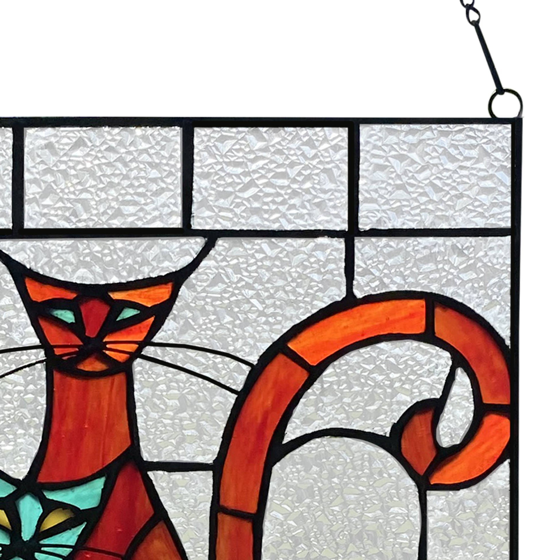 Coy Cats Trio Stained Glass Window Panel - 14-in - Mellow Monkey
