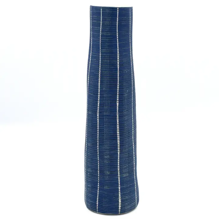 Navy Scored Koza Porcelain Bud Vase - 8.5" x 2.25" - Mellow Monkey