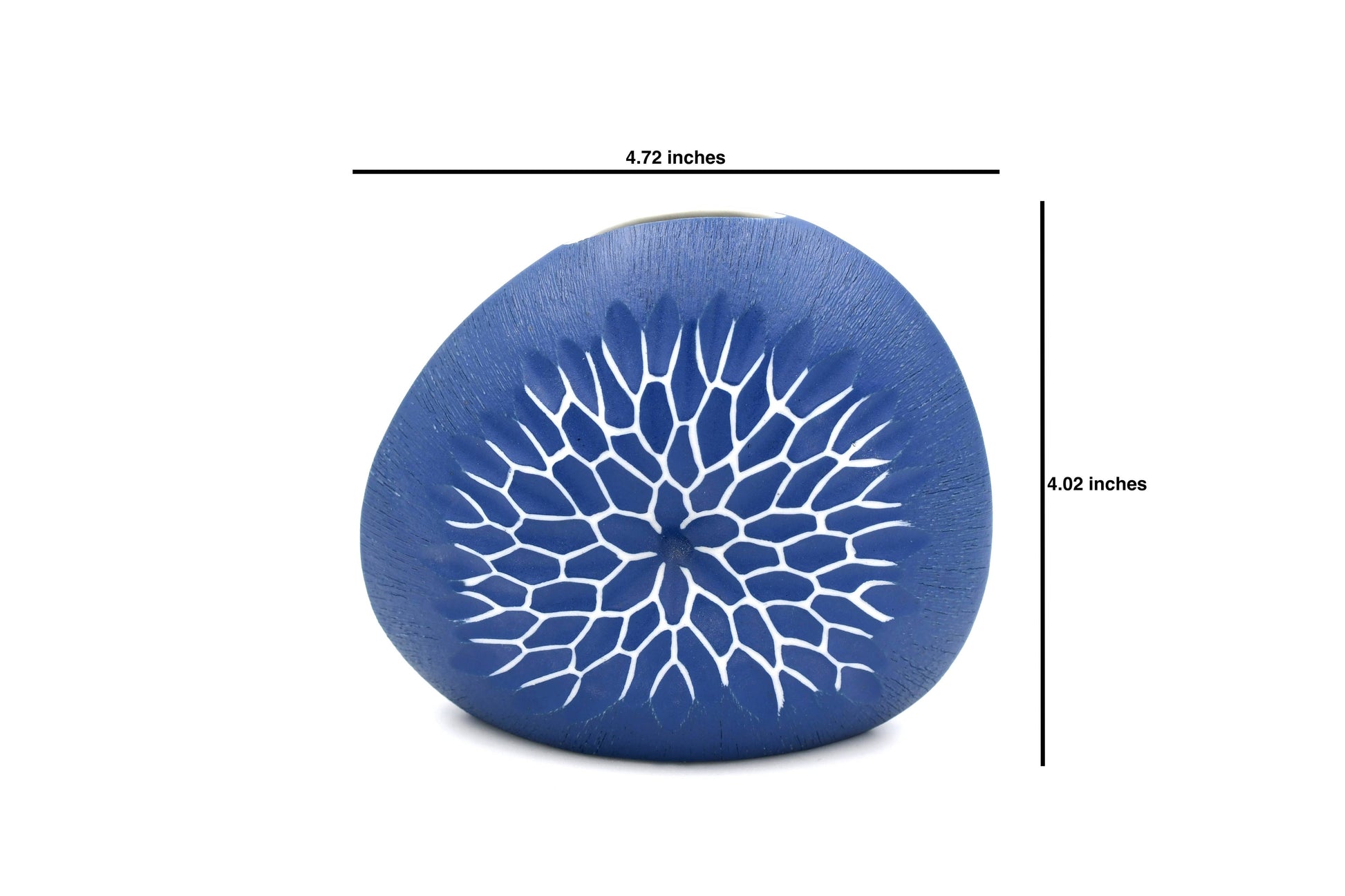 Diva Round - Handcrafted Porcelain Bud Vase - Blue with White Geometric Pattern - 4.7 x 2.4 x 4 in - Mellow Monkey