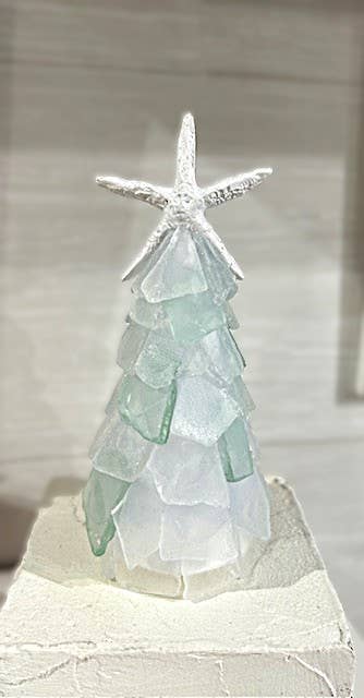 Sea Glass Christmas Tree With Starfish - 6 In. - Dazzle - Mellow Monkey