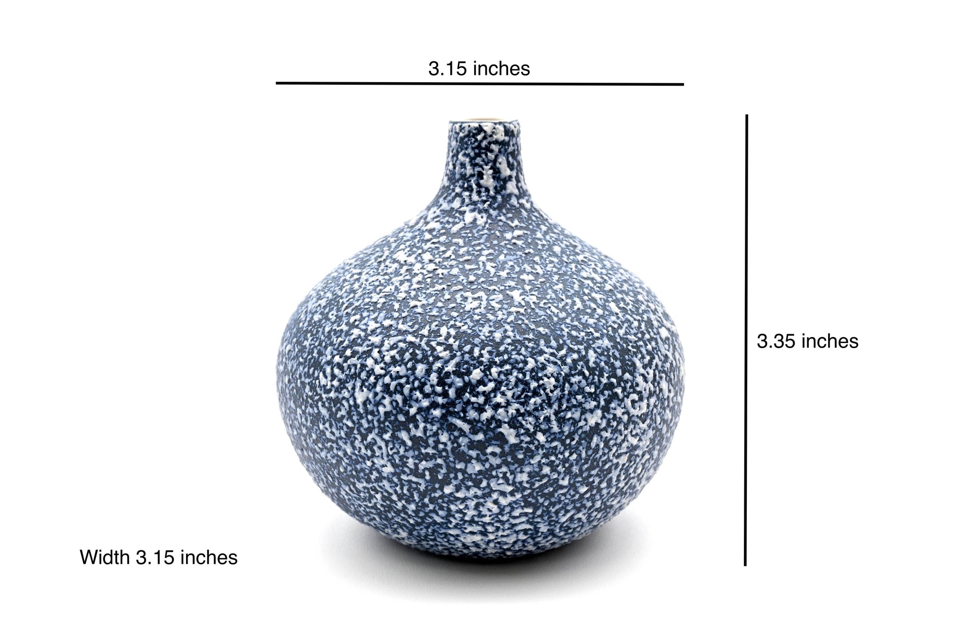 Tiny Congo - Handcrafted Porcelain Bud Vase - Blue and White Mottled - 3.2 x 3.2 x 3.4 in - Mellow Monkey