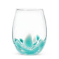 Fused Dots Stemless Wine Glass - Turq - 4.5"H(18oz) - Mellow Monkey