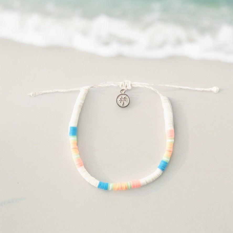 Lucky Bay Clay Bead Anklet - Multi-Color - Mellow Monkey